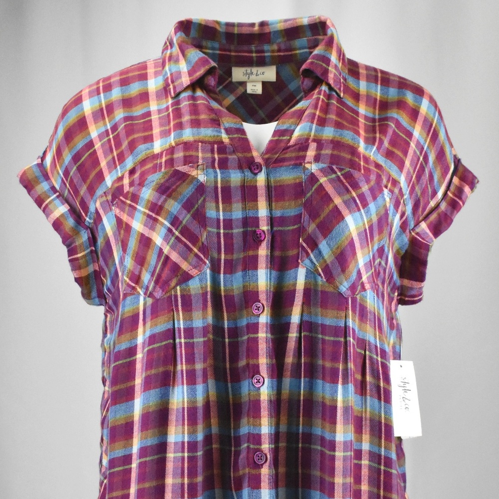 !!Style & Co. Autumn Retreat Plaid Button Shirt!!